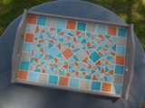 Orange & Turquoise & taupe - 42/59 € - Plateau petit modèle