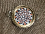 Plateau métal argenté avec anses - 65 € - Plateaux ronds