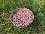 Plateau rond chocolat rouge zinnia - 59 € - Plateaux ronds