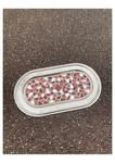 Plateau oval zinnia rouge - 42 € - Plateau métal